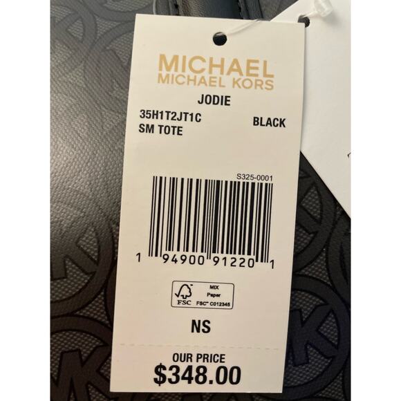 MICHAEL KORS Jodie Logo Black Small Tote Bag NWT - Picture 10 of 10